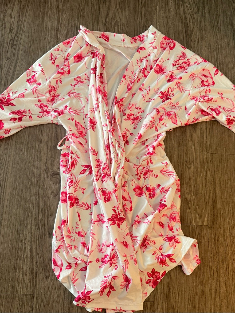 Floral Pink & White Wrap Robe